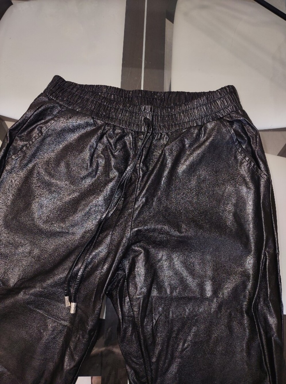 89th & Madison Black Shimmer Jogger Pants with Drawstring